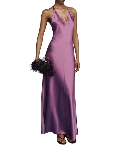 Reformation Lara V Neck Silk Dress In Purple