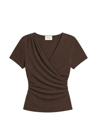 Reformation Larah Wrap-style Knit Top In Brown