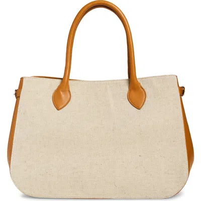 Reformation Large Patrizia Suede Satchel In Canvas Brown Leather