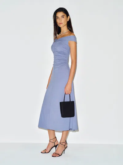 Reformation Laura Knit Dress Blue Large In Purple
