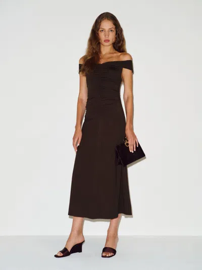 Reformation Laura Knit Dress Brown Large In Multi