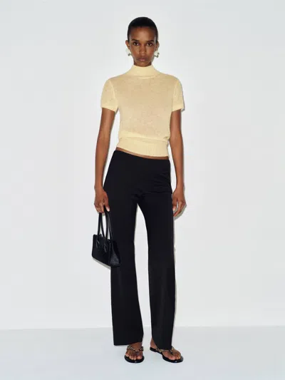 Reformation Laurel Sheer Alpaca Mock Neck Yellow Xs