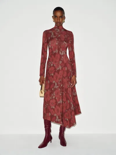 Reformation Laurence Knit Dress Red Large In Brown