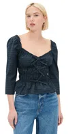 Reformation Lauryn Top In Dark Slate Check