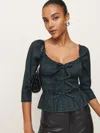 Reformation Lauryn Top In Dark Slate Check