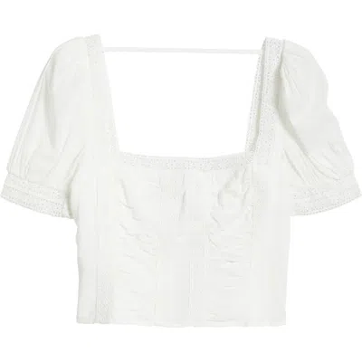 Reformation Lavena Organic Cotton Blend Crop Top In White
