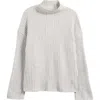 Reformation Lawson Oversize Cashmere Rib Turtleneck Sweater In Foggy