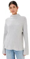 Reformation Lawson Oversize Cashmere Rib Turtleneck Sweater In Foggy