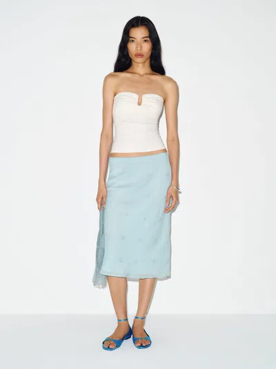 Reformation Layla Knee Length Skirt Blue Embellished 2
