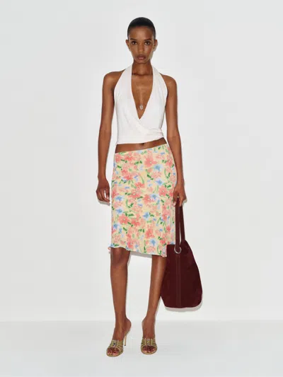 Reformation Layla Knee Length Skirt Yellow 12