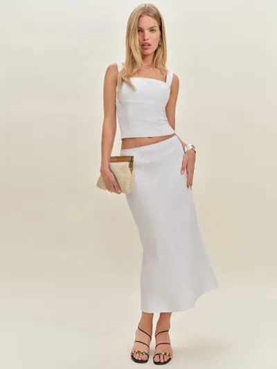 Reformation Layla Linen Skirt In White