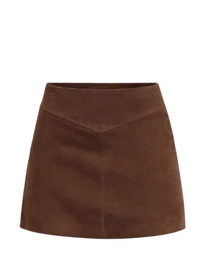 Reformation Layla Mini Low-waist Suede Skirt In Brown