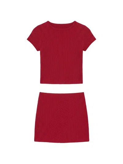 Reformation Layla Ribbed-knit Two-piece Set In Burgundy