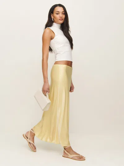 Reformation Layla Satin Skirt In Blonde