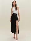Reformation Layla Satin Skirt With Slit In Rouge