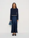 Reformation Layla Silk Skirt In Blue