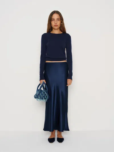 Reformation Layla Silk Skirt In Blue