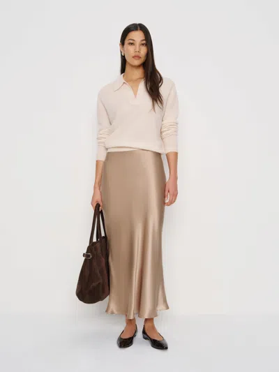 Reformation Layla Silk Skirt In Brown