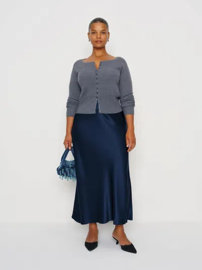Reformation Layla Silk Skirt Es In Blue