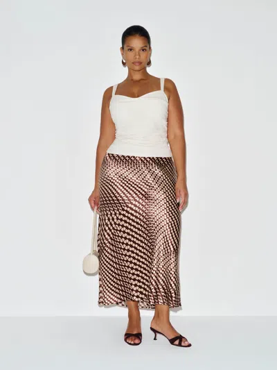 Reformation Layla Silk Skirt Es Brown 24