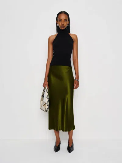Reformation Layla Silk Skirt In Green