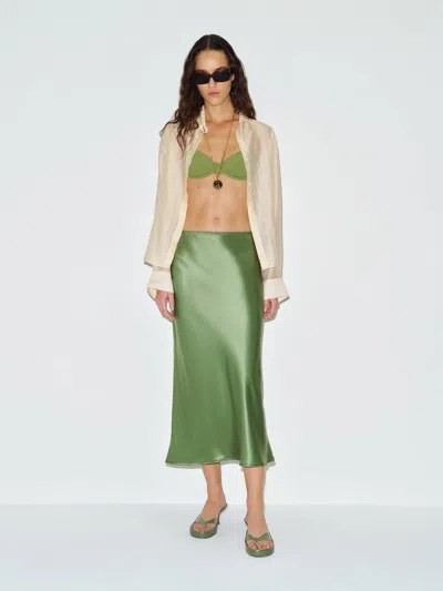 Reformation Layla Silk Skirt Jade Green 8