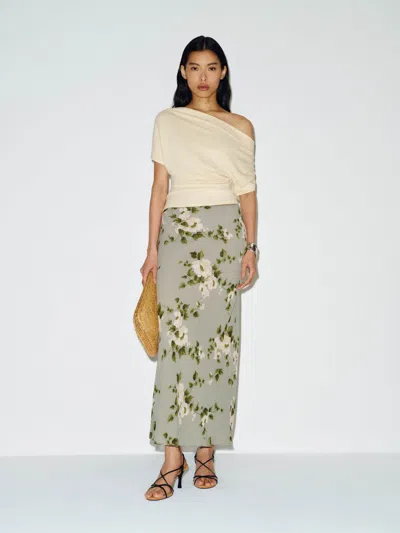 Reformation Layla Skirt Greenery Silk 12