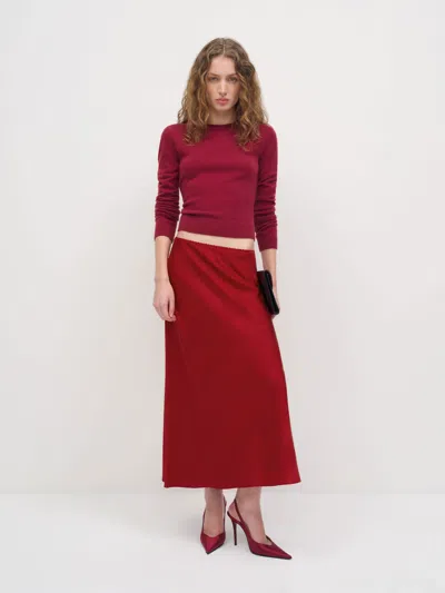Reformation Layla Skirt Red Silk 8 In Burgundy