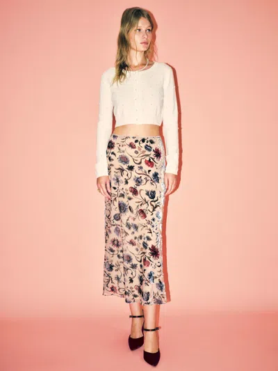 Reformation Layla Velvet Skirt In White