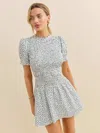 Reformation Womens Hanna Leannah Floral-print Stretch-cotton Mini Dress In Blue