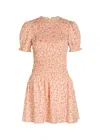 Reformation Womens Corinne Leannah Puffed-sleeves Stretch-cotton Mini Dress In Multi