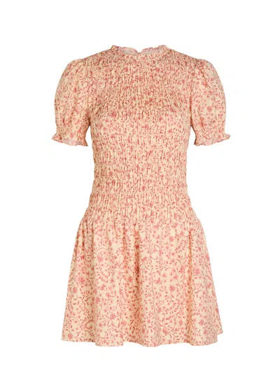 REFORMATION REFORMATION LEANNAH FLORAL PRINT STRETCH-COTTON MINI DRESS