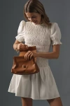 Reformation Leannah Smocked Stretch Organic Cotton Minidress In White