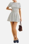 Reformation Womens Hanna Leannah Floral-print Stretch-cotton Mini Dress In Blue