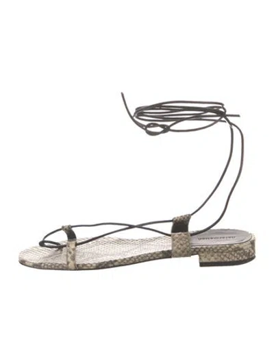Pre-owned Reformation Leather Animal Print Flats In Brown