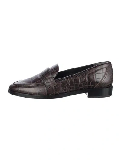 Pre-owned Reformation Leather Animal Print Loafers In Brown