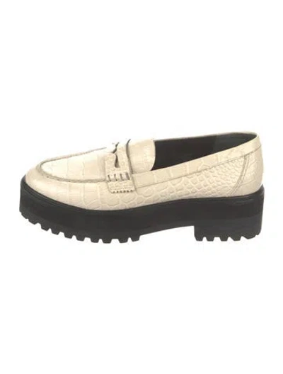 Pre-owned Reformation Leather Animal Print Loafers In Neutral