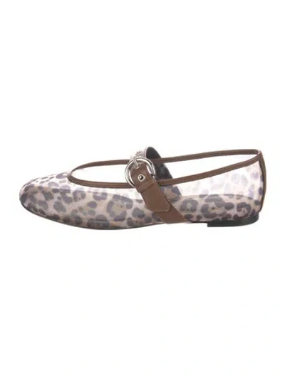 Pre-owned Reformation Leather Animal Print Mary Jane Flats In Multi
