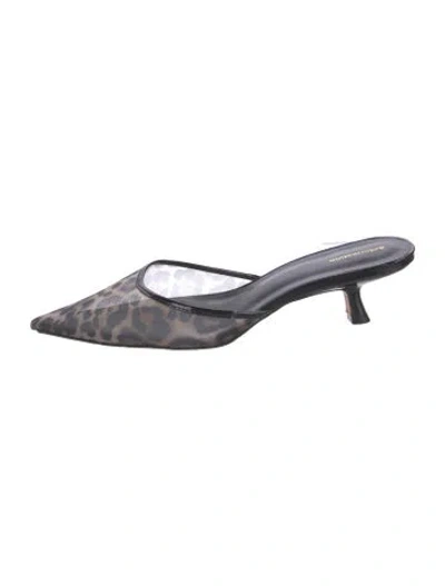 Pre-owned Reformation Leather Animal Print Mules In Black