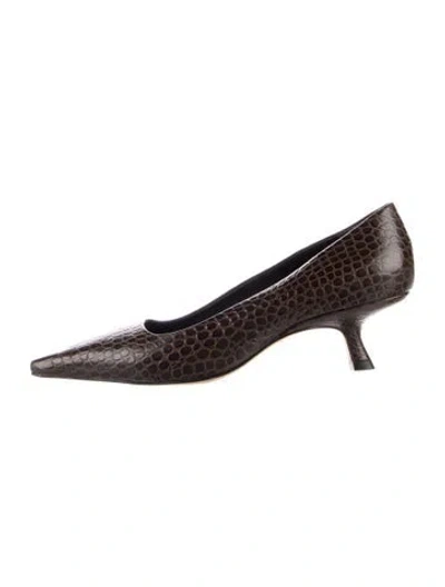 Pre-owned Reformation Leather Animal Print Pumps In Brown
