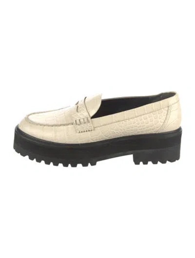 Pre-owned Reformation Leather Animal Print Pumps In White