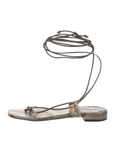 Pre-owned Reformation Leather Animal Print Sandals In Brown