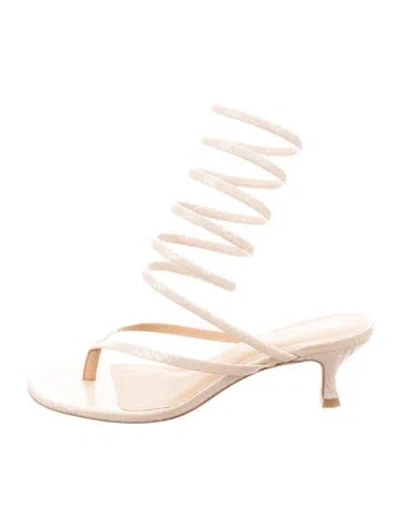 Pre-owned Reformation Leather Animal Print Sandals In Pink