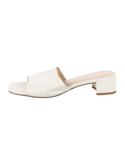 Pre-owned Reformation Leather Animal Print Slides In White