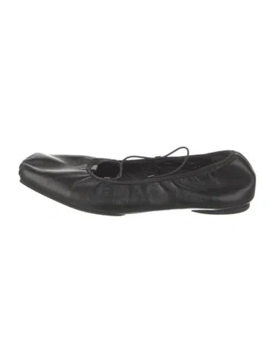 Pre-owned Reformation Leather Ballet Flats In Black