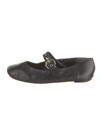 Pre-owned Reformation Leather Ballet Flats In Black