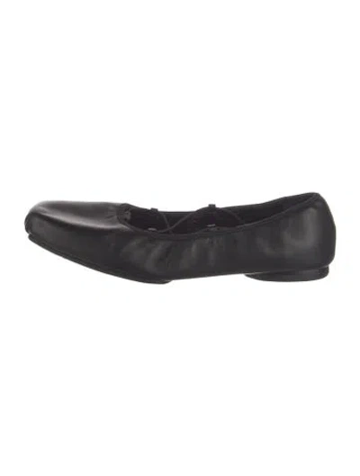 Pre-owned Reformation Leather Ballet Flats In Black
