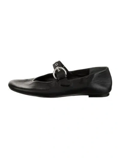 Pre-owned Reformation Leather Ballet Flats In Black