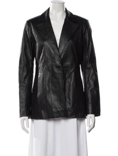 Pre-owned Reformation Leather Blazer In Black