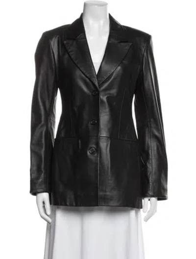 Pre-owned Reformation Leather Blazer In Black